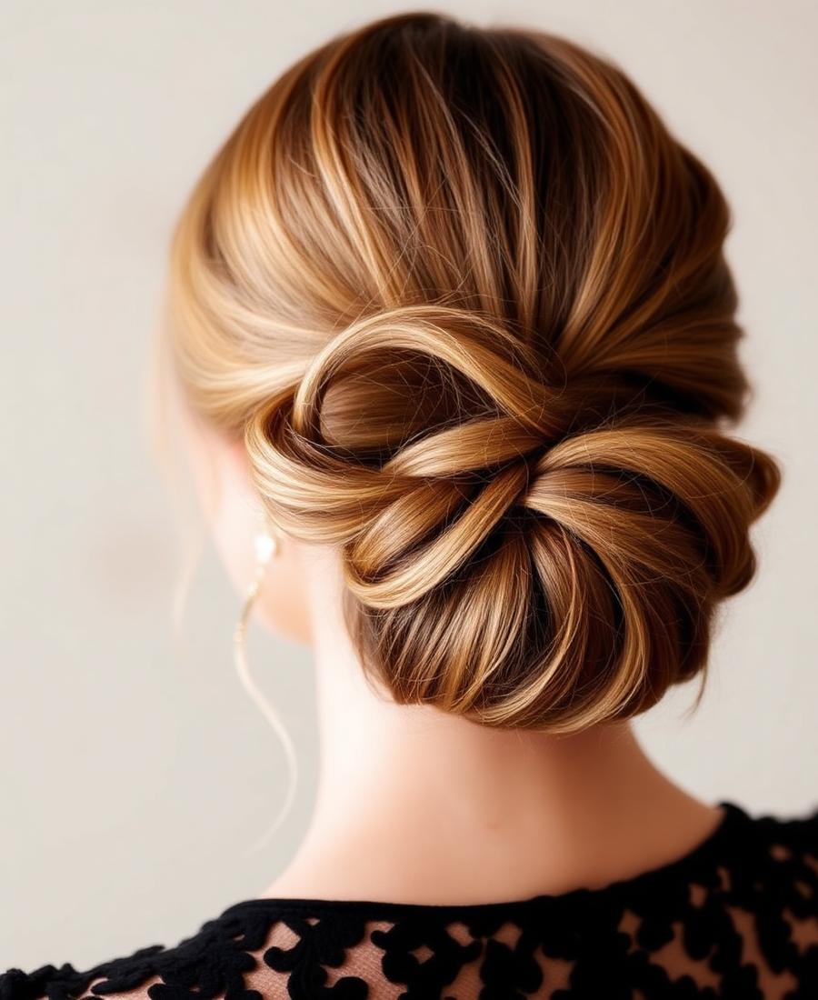 Elegant occasion updo with soft twisted detail